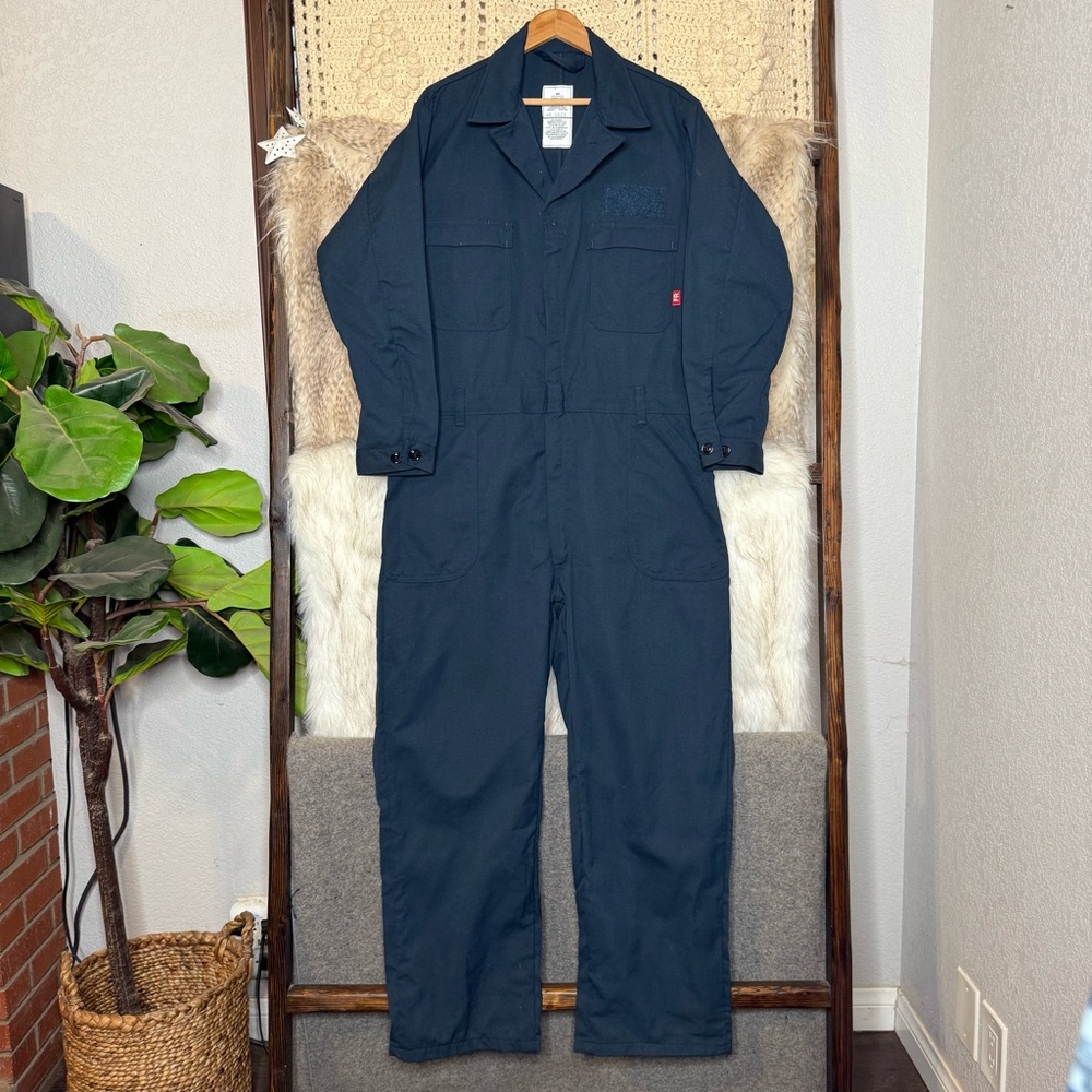 Flame Resistant Navy Zip Up Utility Coveralls